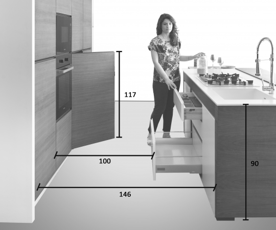 5 cassetti Estraibili per Cucina in metallo lunghi 30 cm con guide  scorrevoli